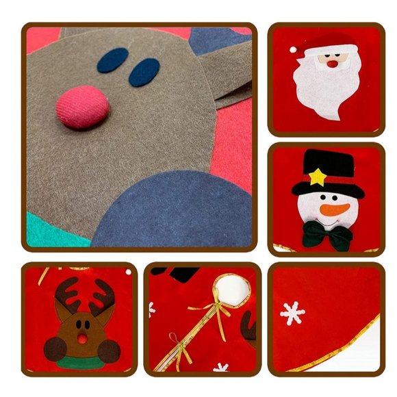 42" Christmas Tree Skirt Tree Cover Tree Skirts Mats Christmas Decorations (Red) - Picture 3 of 8